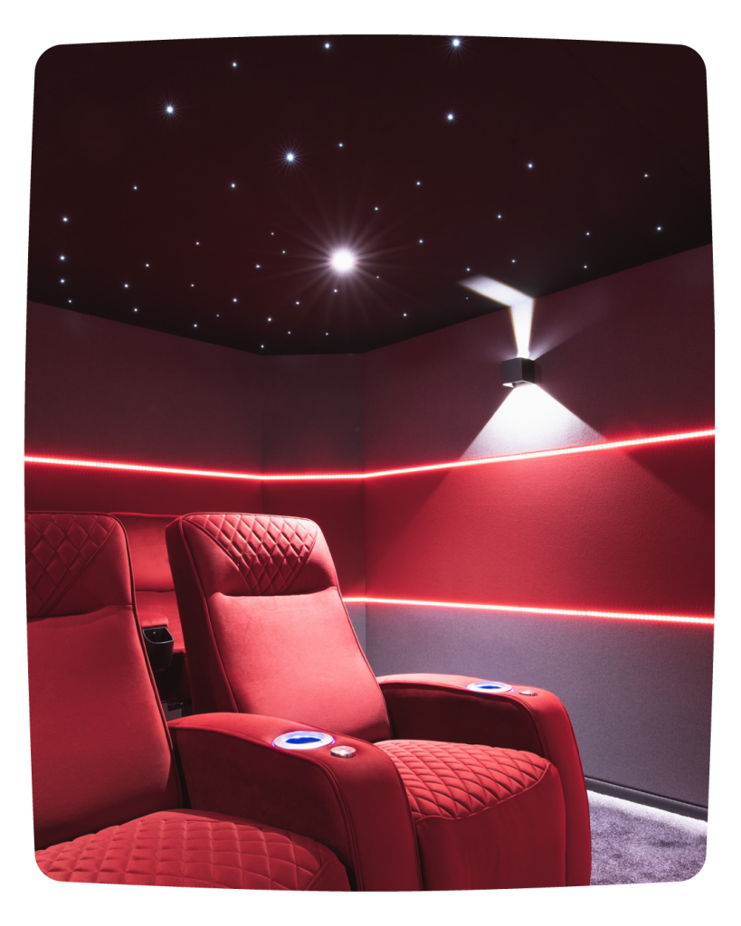 Salle de cinéma privée avec éclairage en fibres optiques